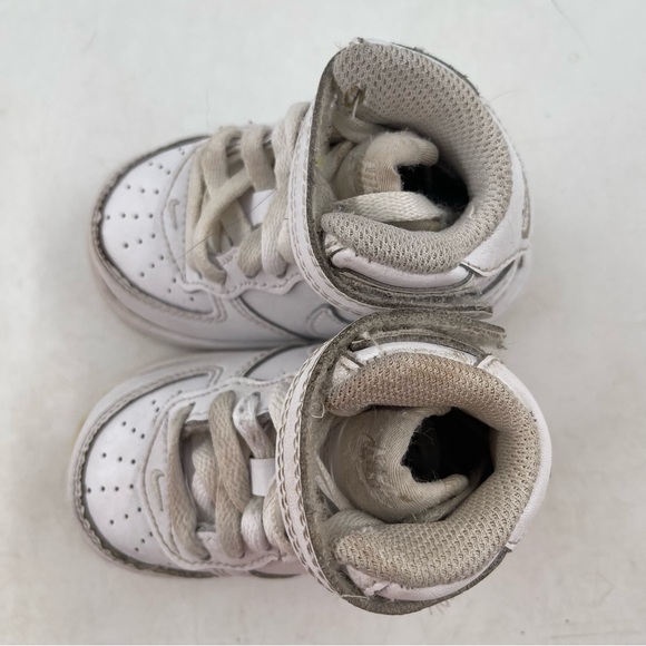 Nike Infant Force 1 Mid LE Toddler White Leather Athletic Sneakers-Size 4 C - Picture 5 of 10